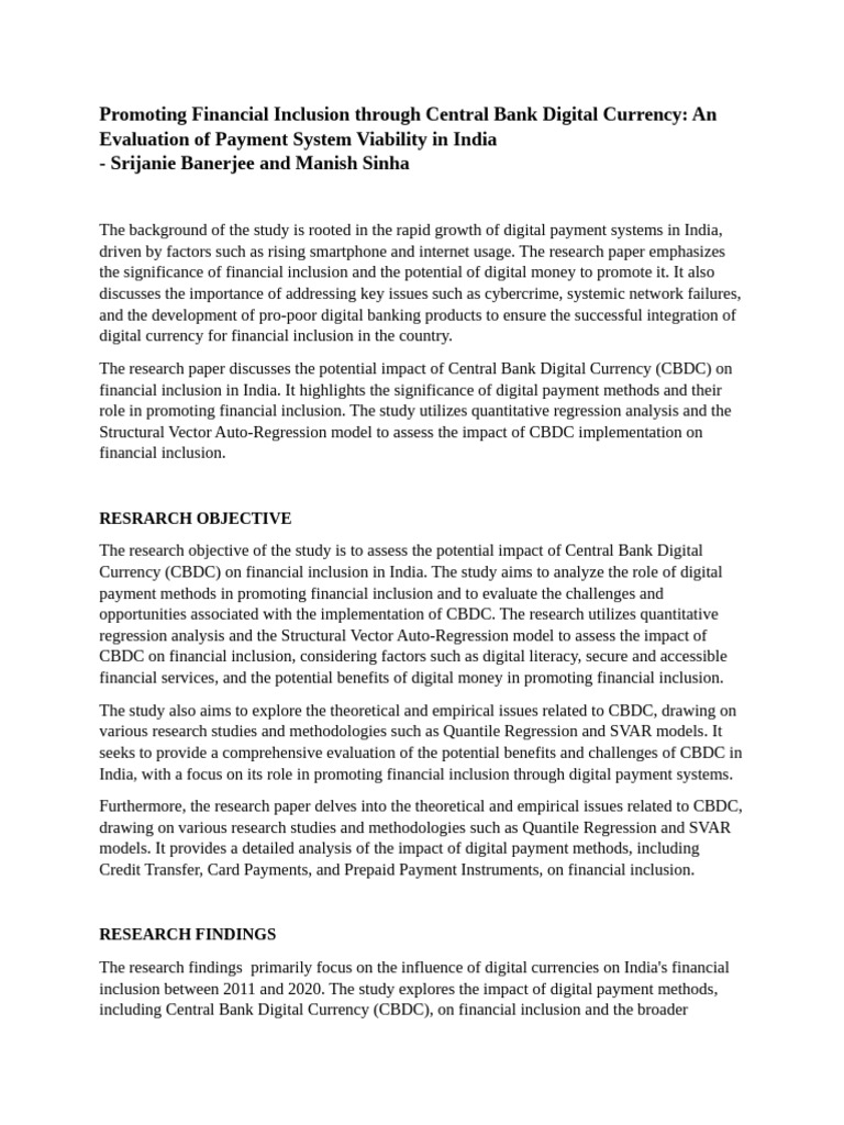 Promoting Financial Inclusion Through Central Bank Digital Currency ...