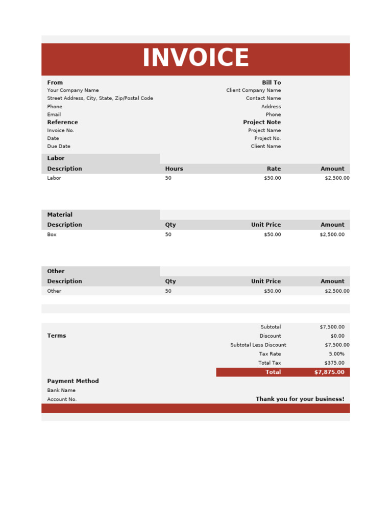 Professional Invoice Template | PDF
