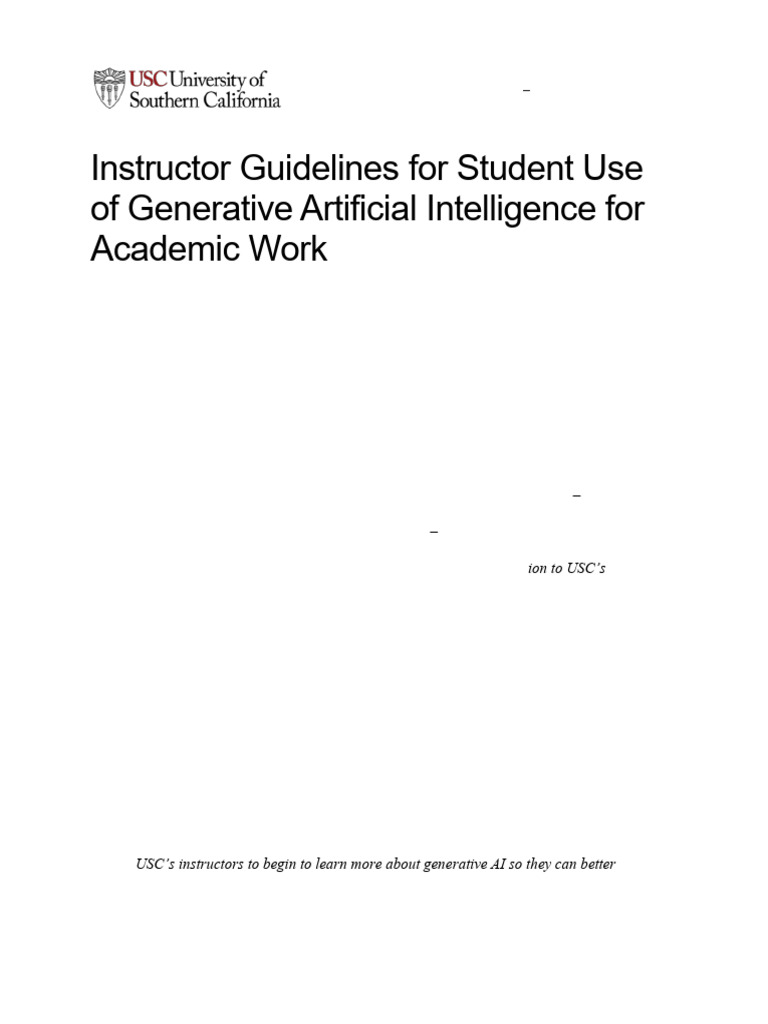 USC Guidelines for Generative AI Use | PDF | Artificial Intelligence ...