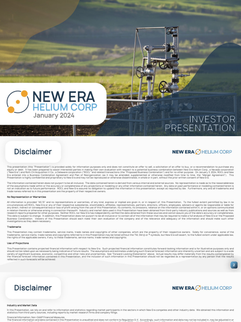 ROCL NEHC Investor Presentation (W RSV RPT) | PDF | Risk | Helium