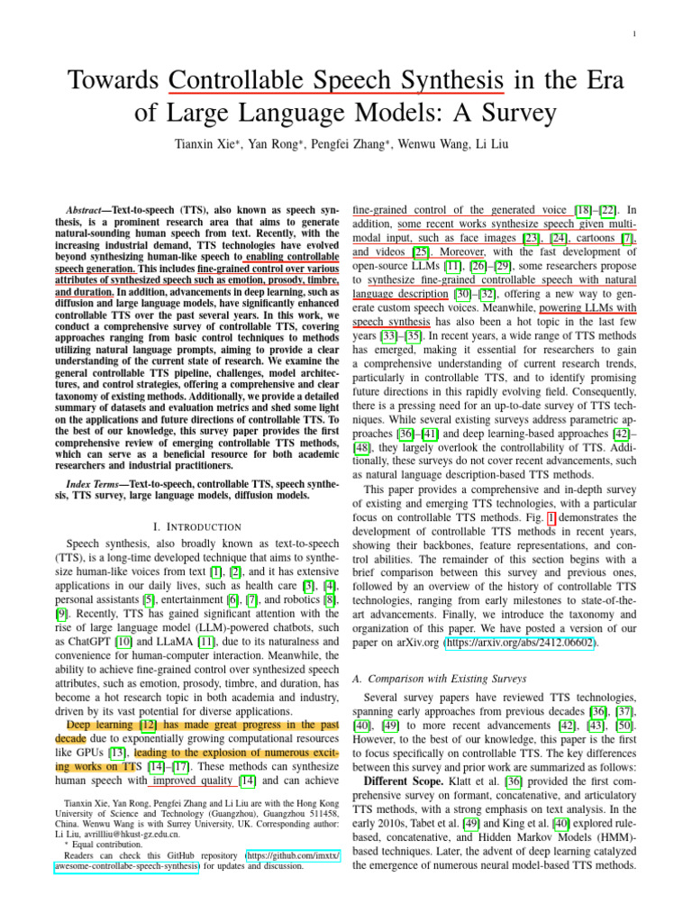 Controllable Speech Synthesis Survey | PDF | Speech Synthesis ...