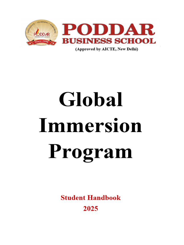 Global Immersion Program Handbook 2025 | PDF | Restaurants | Communication