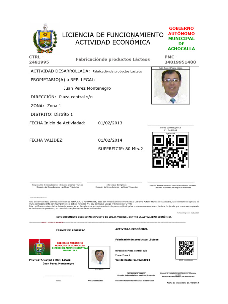 Modelo de Licencia de Funcionamiento | PDF