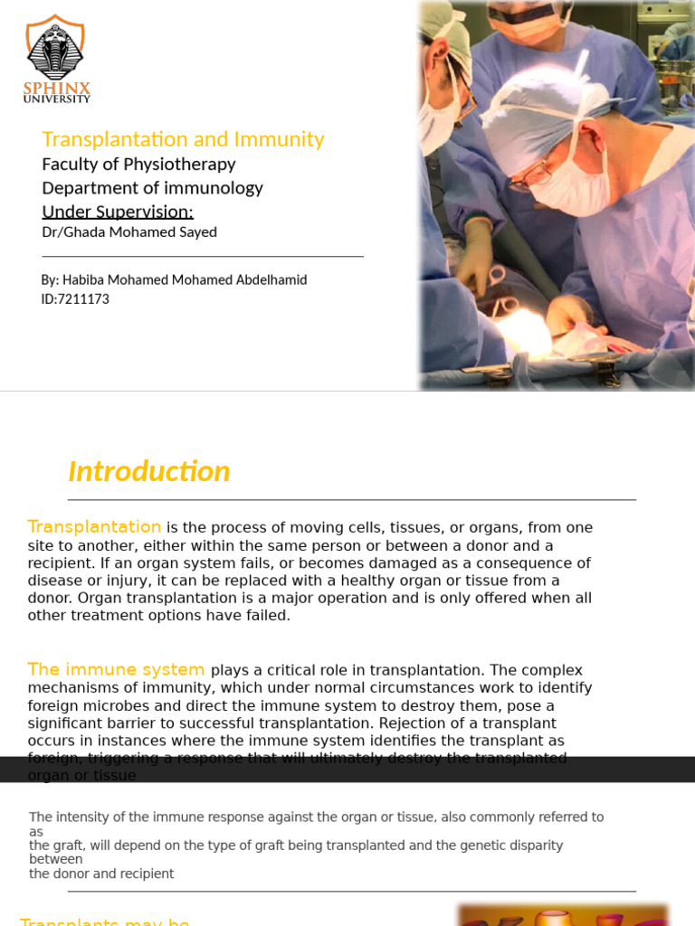 Transplantation and Immune Response Overview | PDF | Transplant ...