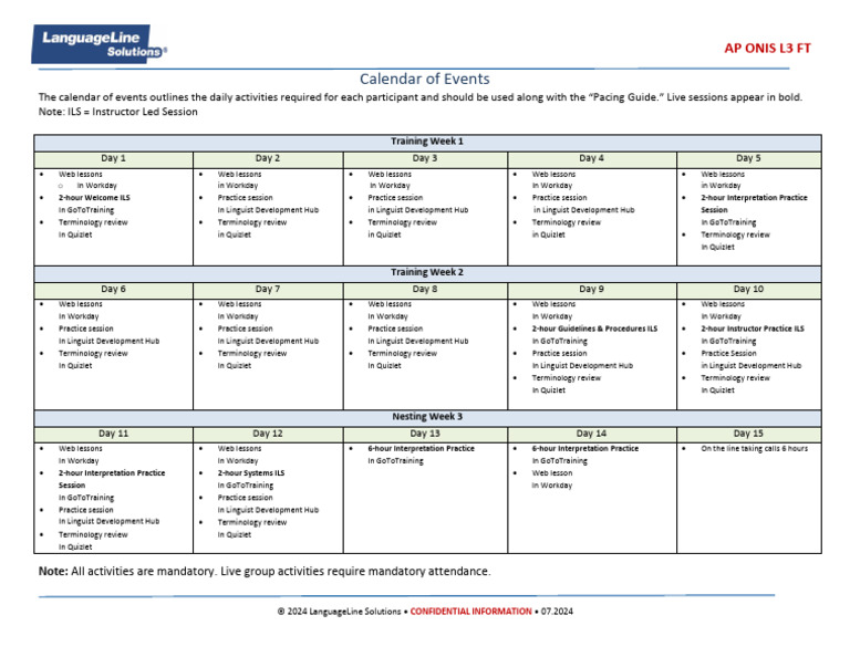 AP HQ L3 Calendar of Events 2024 V 1.3 | PDF