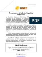 22-V-2012 Convocatoria a Rueda de Prenas de presentación de la Unión Española Fotovoltaica (UNEF)