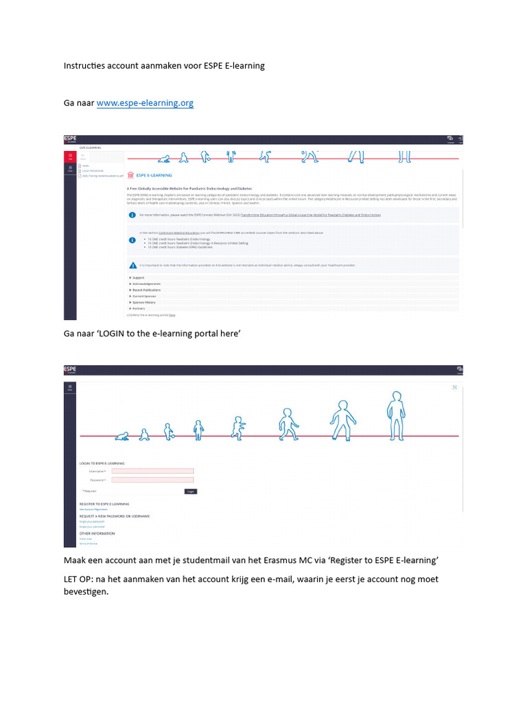 Instructies Account Aanmaken Voor ESPE E Learning | PDF