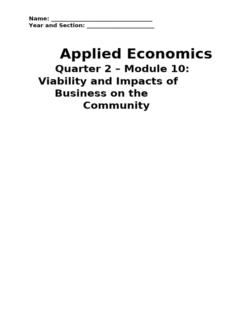 Applied Economic Quarter 2 Module 10 | PDF | Sustainability | Employment