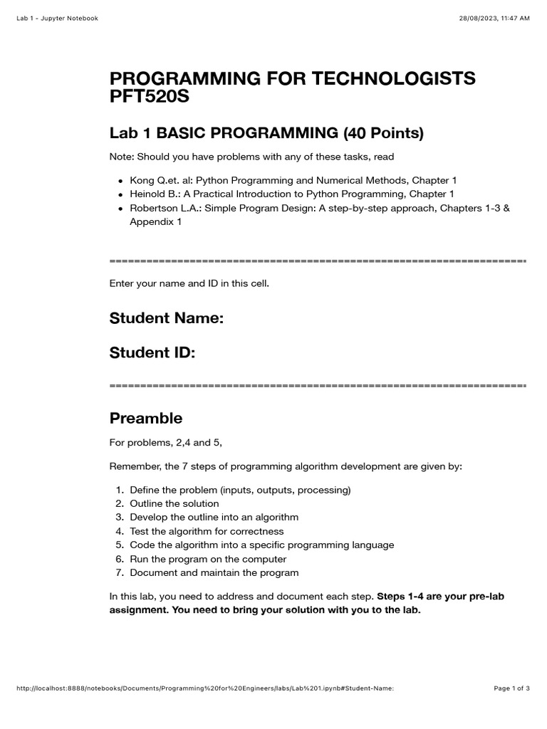 Basic Programming Lab 1 Guide | PDF | Computer Programming | Taxes