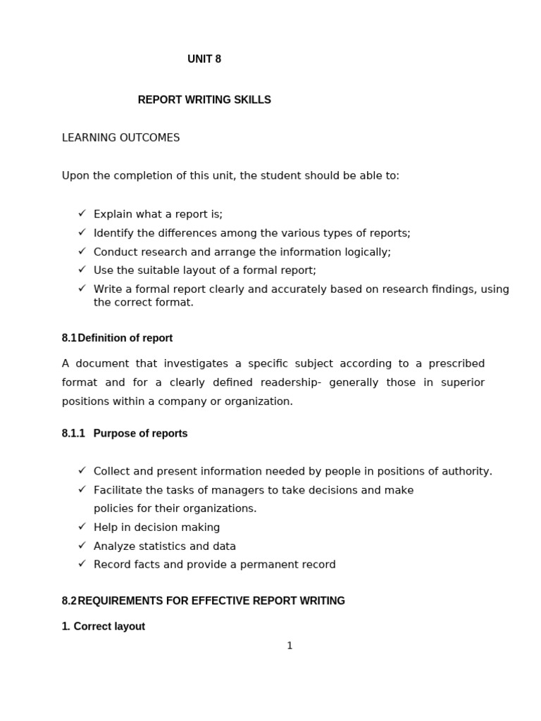 Unit 8 Report Writing | PDF | Qualitative Research | Information