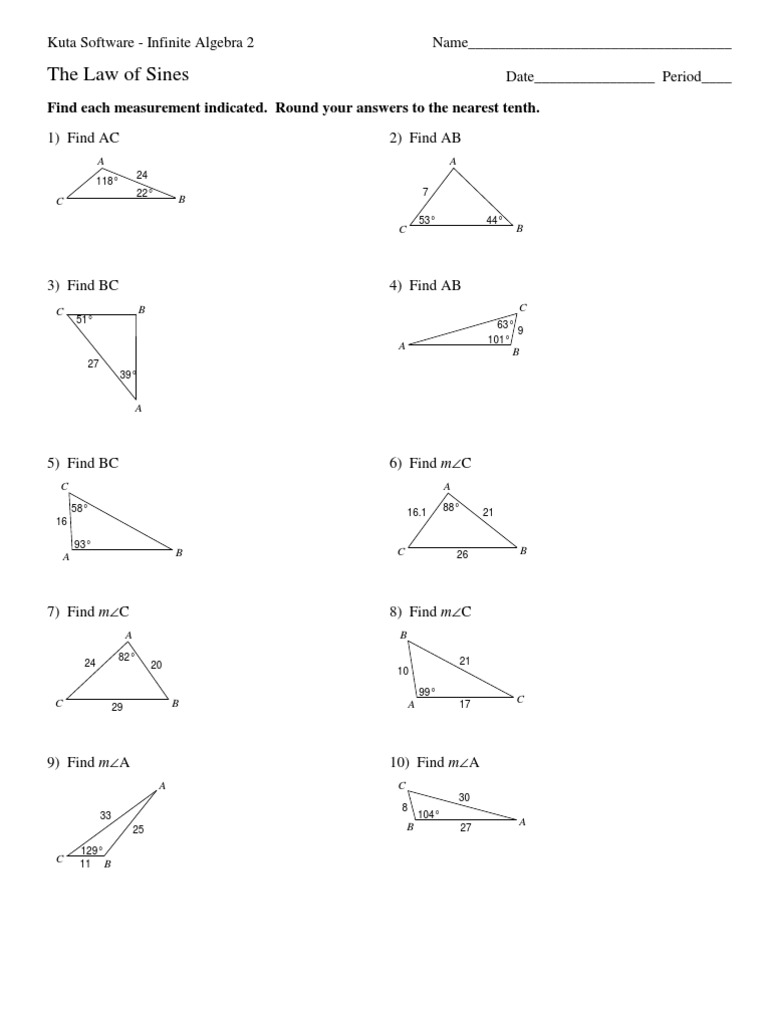 Law of Sines 21  PDF  Triangle  Area In Law Of Sines Worksheet Answers