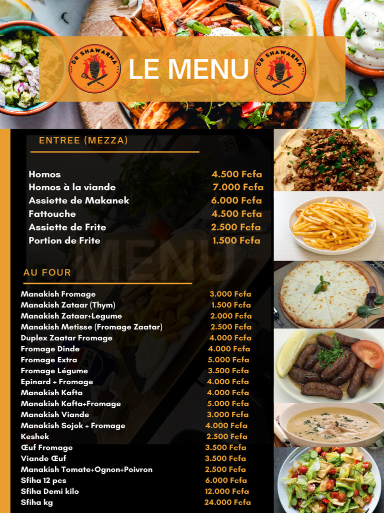 Menu varié de plats libanais et sandwiches | PDF | sauce | Hot-dog