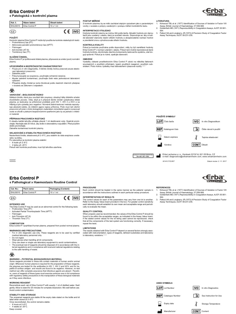 Erba Control P en CZ C | PDF