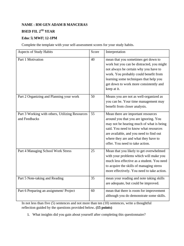 Educ 5 Assignment 2 - Prelim - Manceras, RM | PDF | Motivational ...