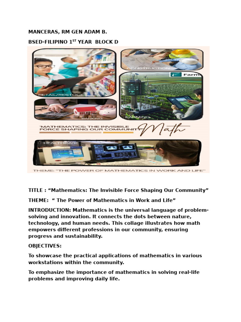 Power of Mathematics in Community Life | PDF
