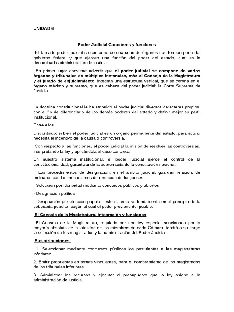 Características y Funciones del Poder Judicial | PDF | Judicaturas ...