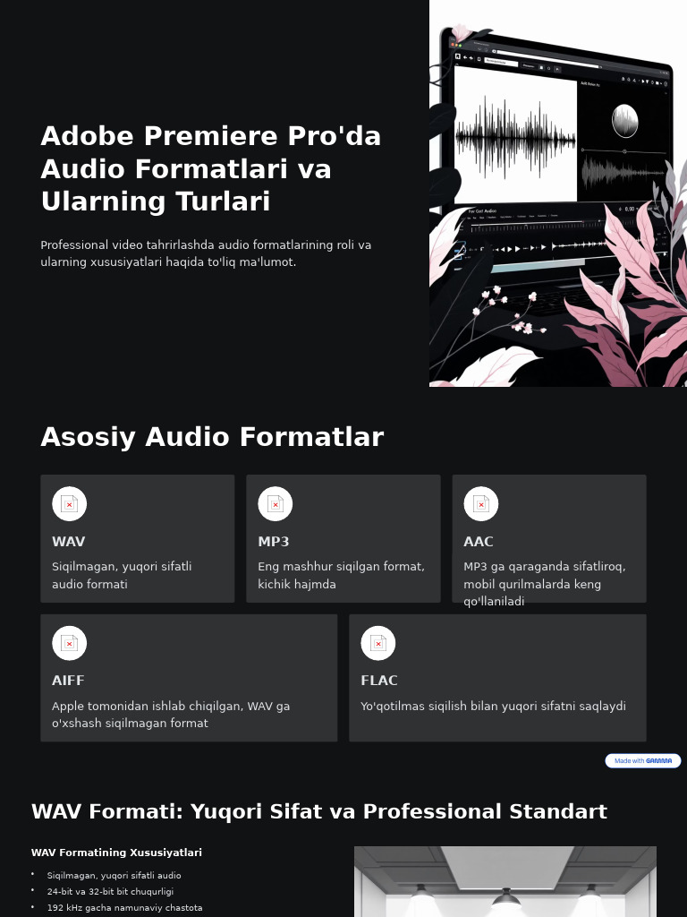 Adobe Premiere Proda Audio Formatlari Va Ularning Turlari | PDF
