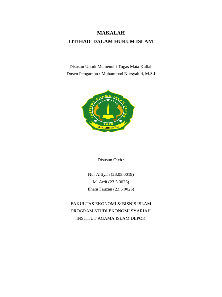 Ijtihad dalam Hukum Islam: Definisi dan Ruang Lingkup | PDF