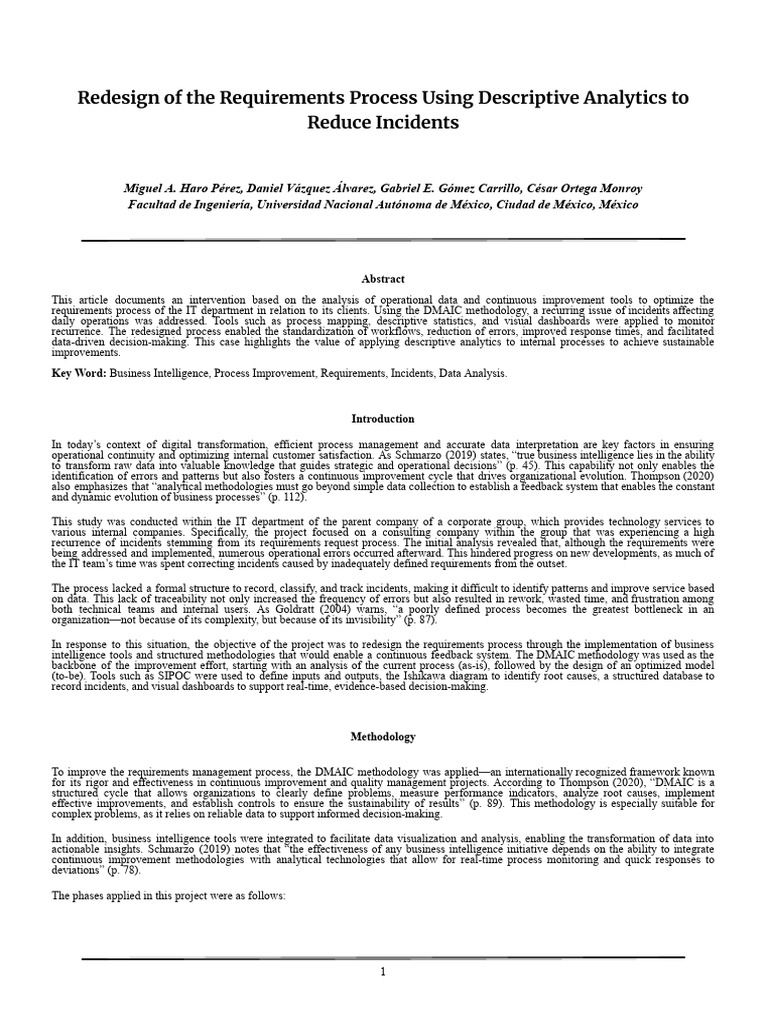 Redesign of The Requirements Process Using Descriptive Analytics To ...