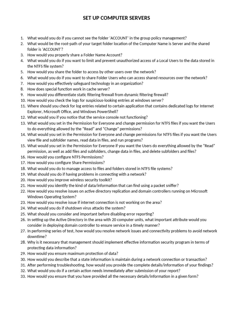 Set Up Computer Servers | PDF | Computer File | Firewall (Computing)