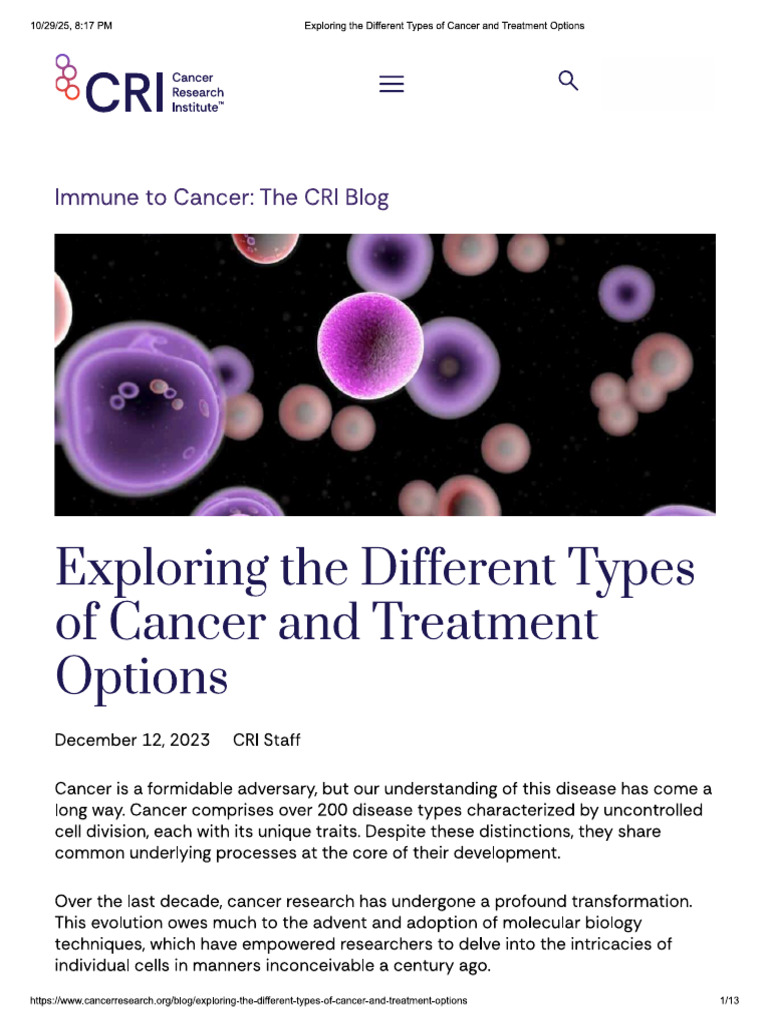 Types Od Cancer 1 | PDF