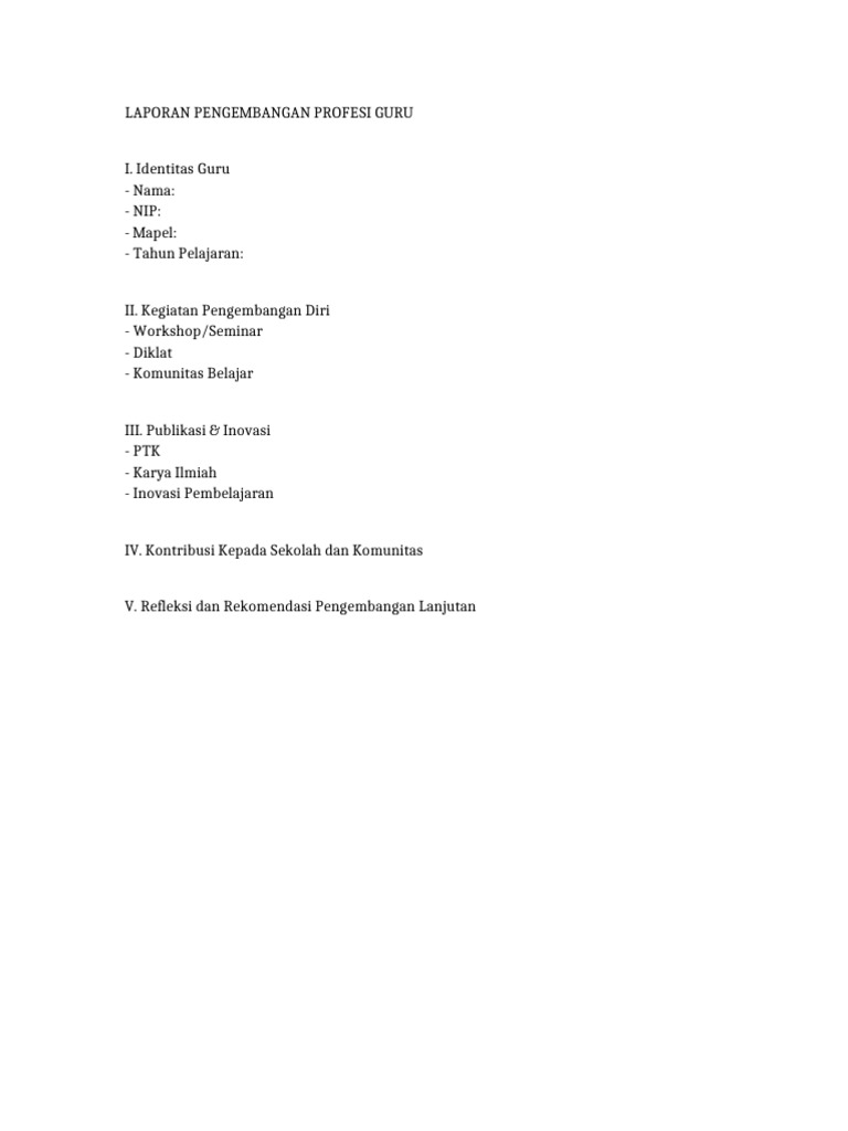 Laporan Pengembangan Profesi Guru | PDF