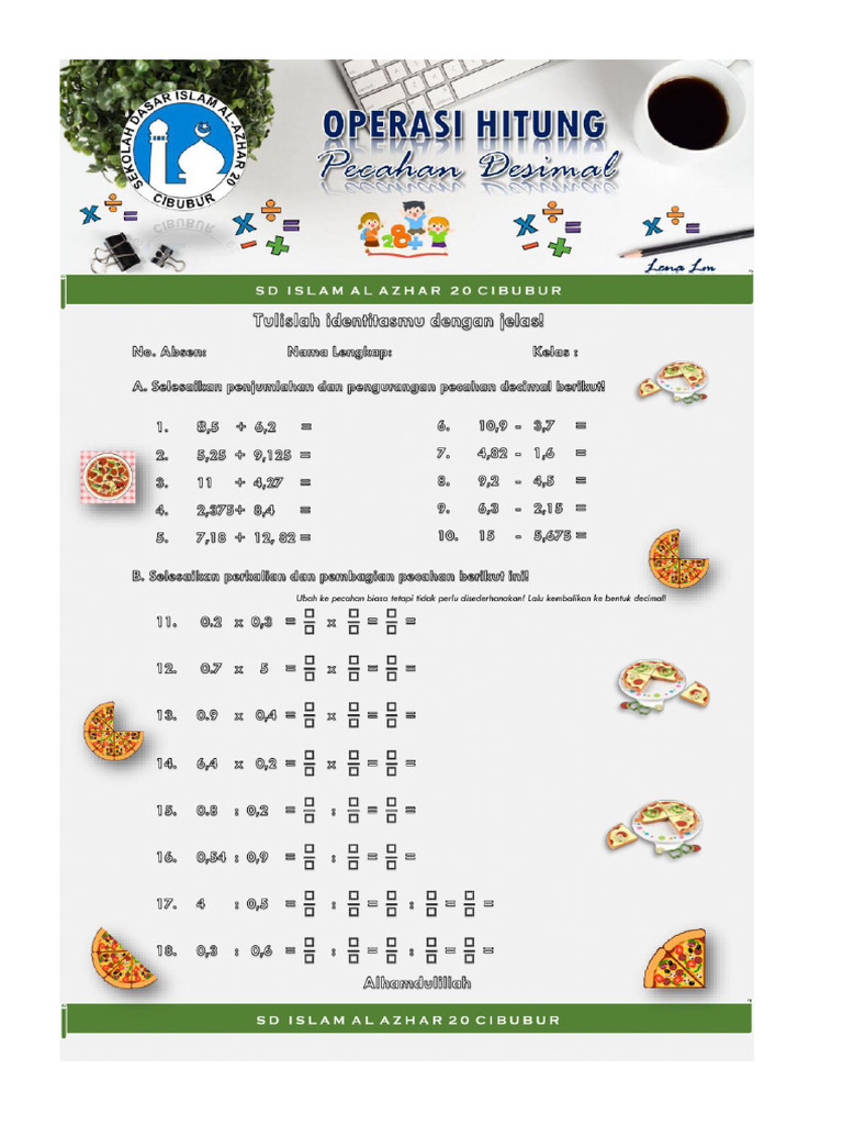 Worksheet Pecahan Desimal Pdf