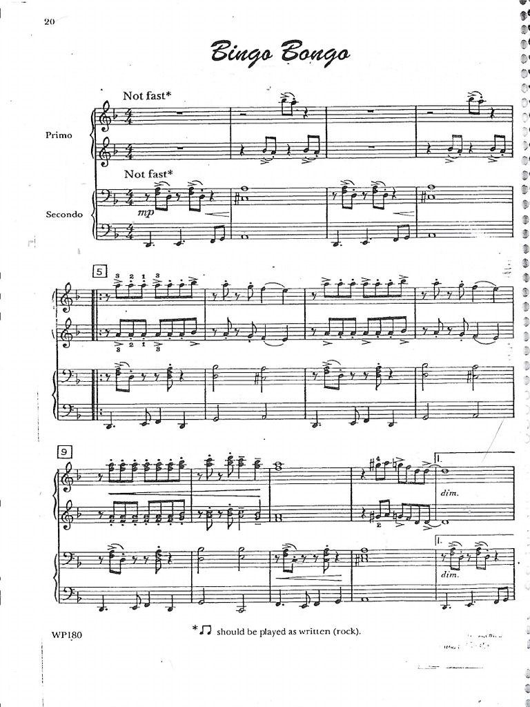 Bingo Bongo - Piano À 4 Mãos | PDF