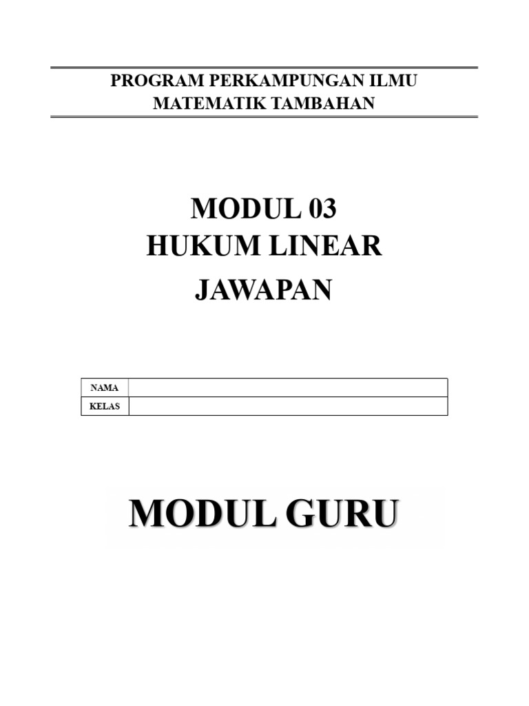 Modul 03 Hukum Linear - Jawapan | PDF