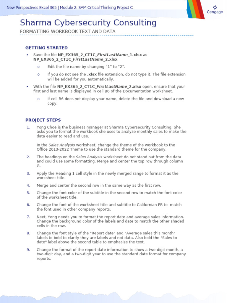 Excel 365 Formatting Project Guide | PDF | Microsoft Excel