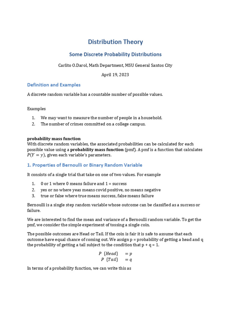 Discrete Probability Distributions Explained | PDF | Probability ...