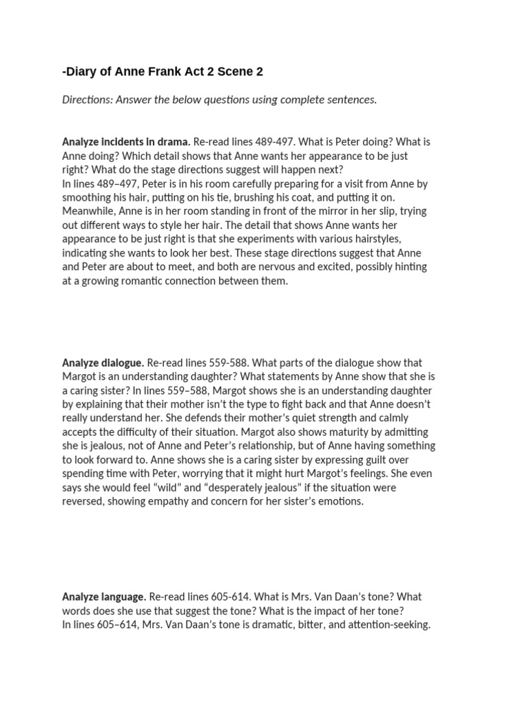 Mrs. Van Daan's Jealousy in Act II PDF Anne Frank