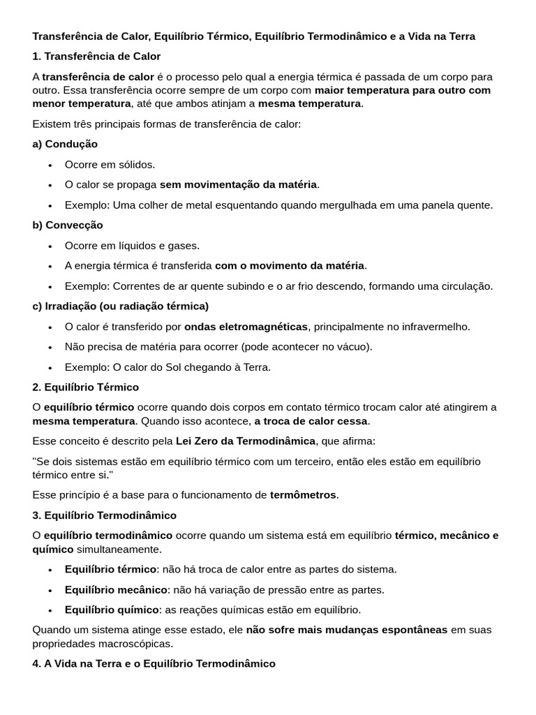 Transferência de Calor e Equilíbrios Térmicos | PDF | Calor ...
