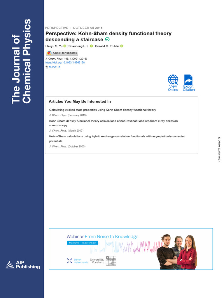 Kohn-Sham DFT: A Perspective Review | PDF | Density Functional Theory ...