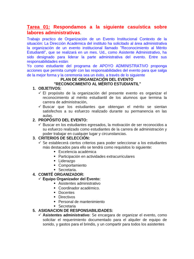 Tarea 01 Respondamos A La Siguiente Casuística Sobre Labores ...