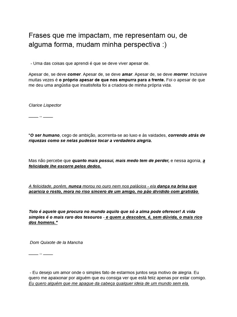 Reflexões sobre Amor e Vida Simples | PDF