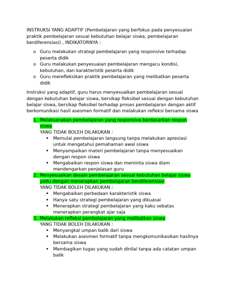 Strategi Pembelajaran Adaptif dan Konstruktif | PDF