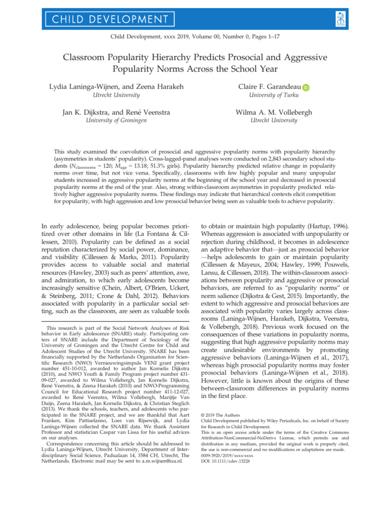 Popularity Hierarchy and Behavior Norms | PDF | Aggression | Adolescence