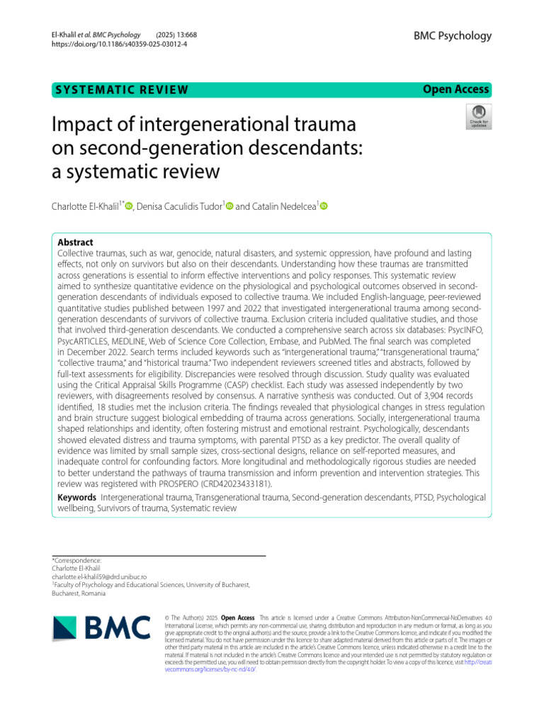 Intergenerational Trauma Effects Review | PDF | Psychological Trauma ...