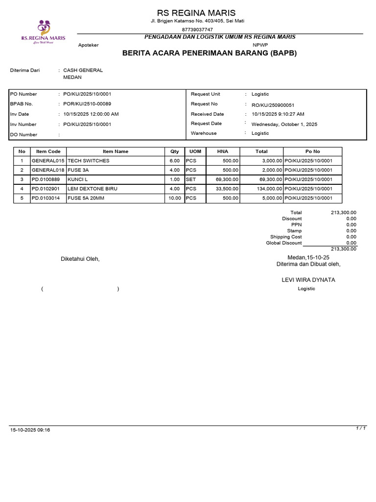 Receiving Report | PDF