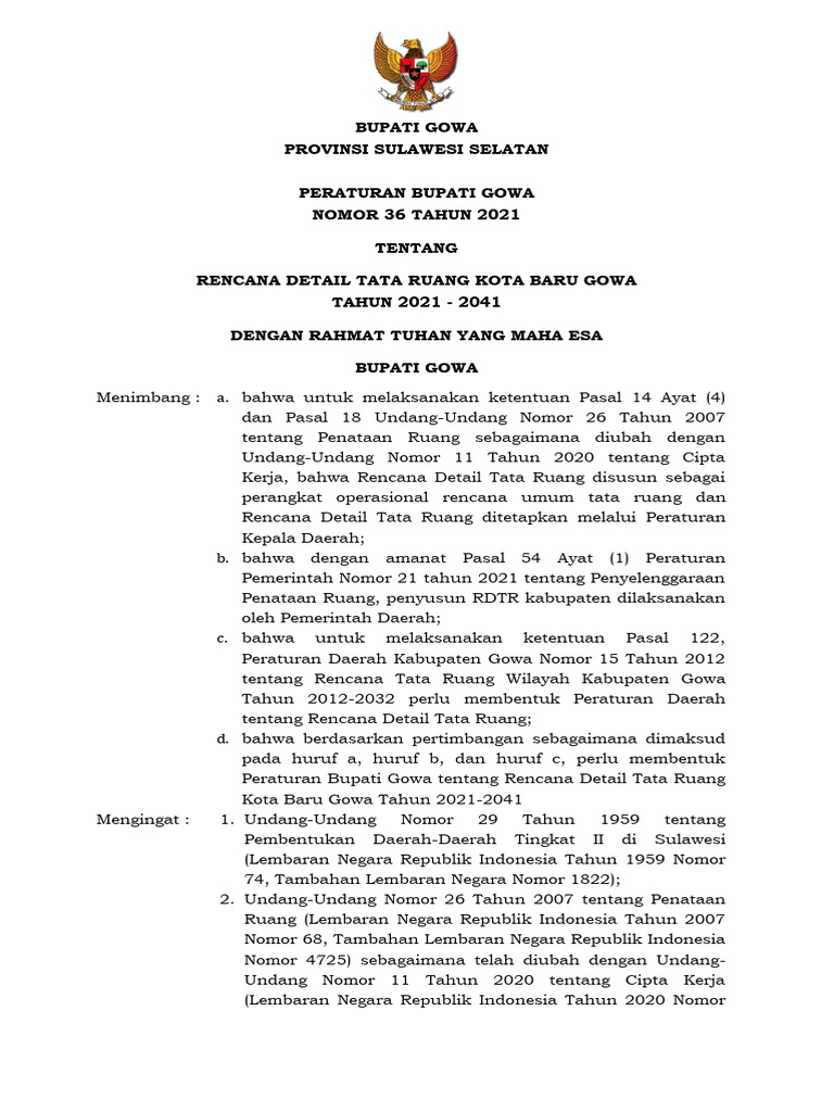 RDTR Kabupaten Gowa 2021-2041 | PDF