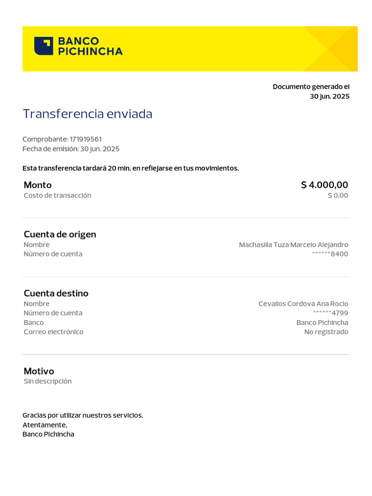 Comprobante de Transferencia Bancaria | PDF