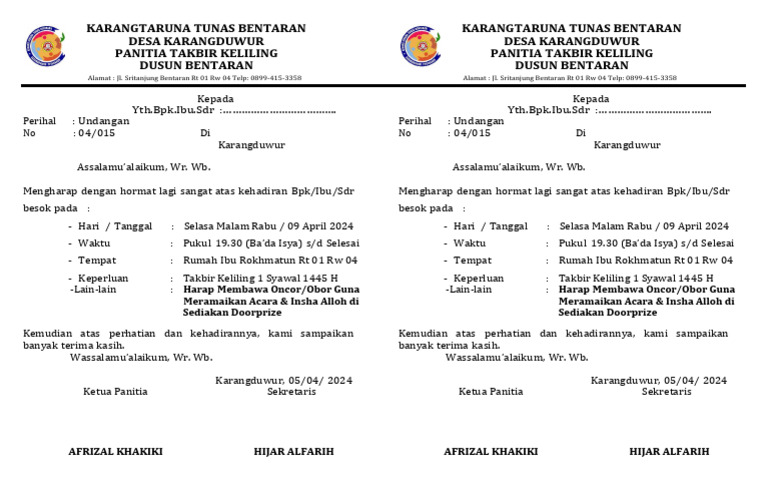 Undangan Takbir Keliling Pdf