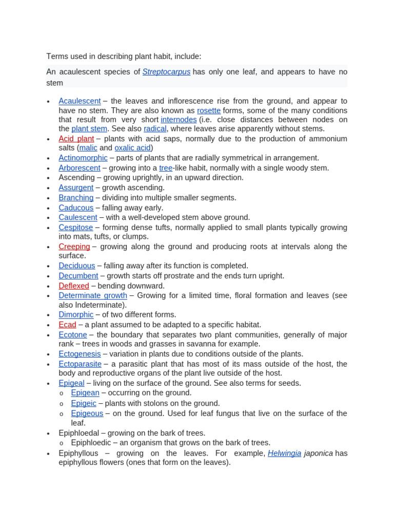 Plant Habit and Root Terminology Guide | PDF | Leaf | Root