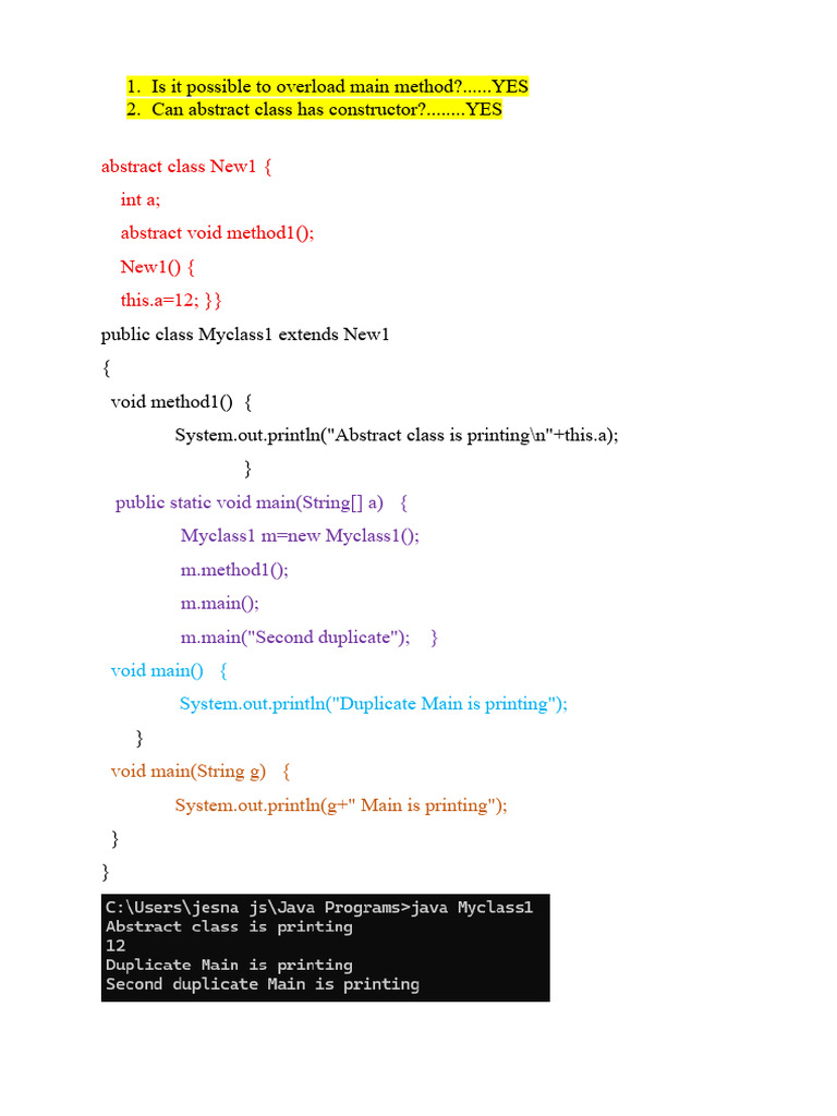 Overloading Main Method in Java | PDF