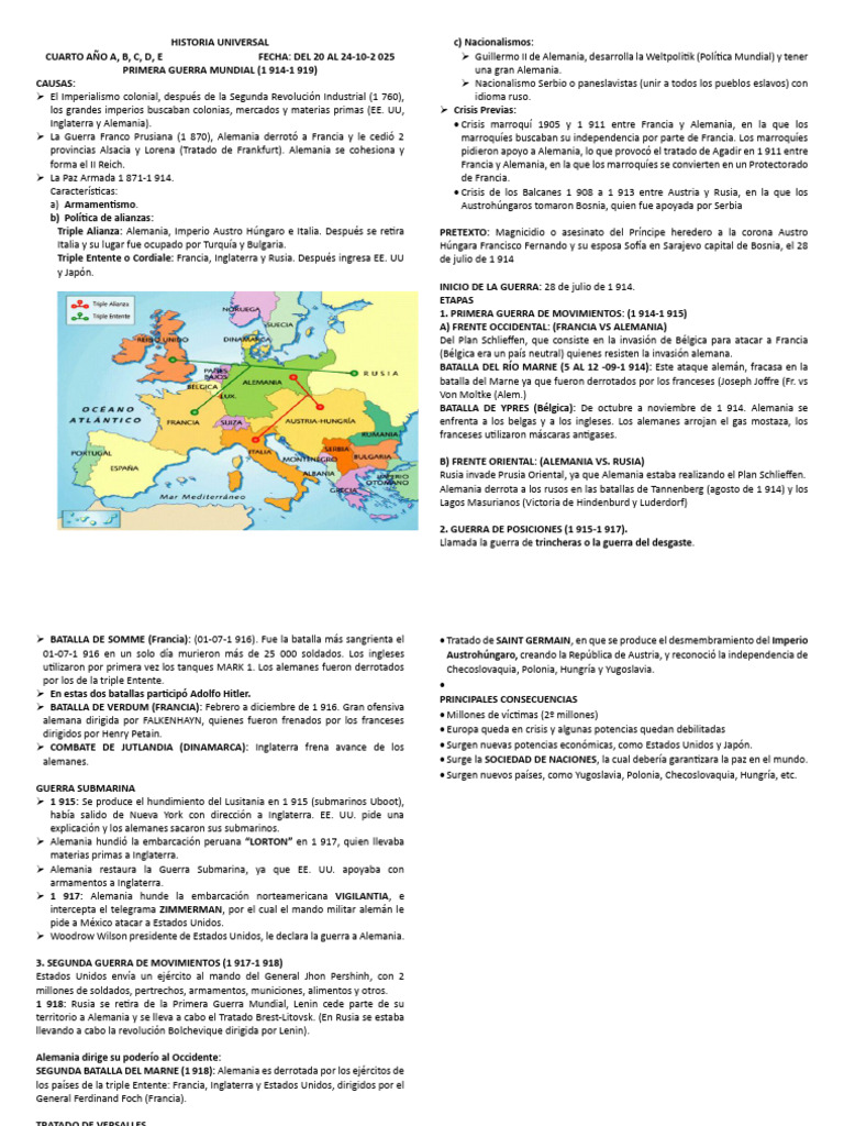Causas y Consecuencias de la Primera Guerra Mundial | PDF | imperio ...