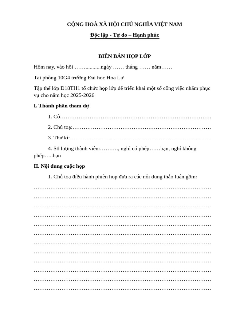 Biên Bản Cuộc Họp | PDF