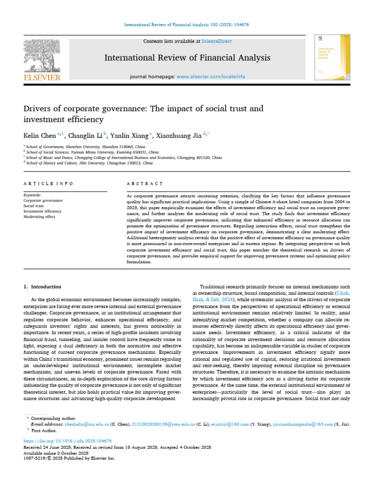 Impact of Social Trust on Governance | PDF | Governance | Corporate ...