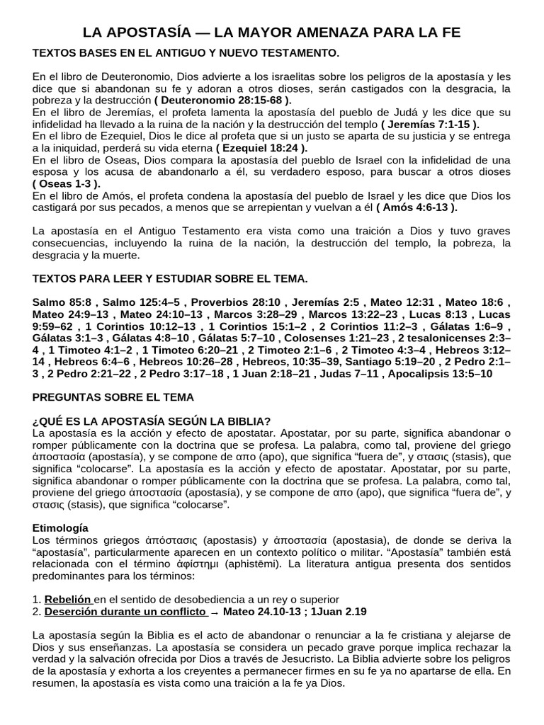 La Apostasía | PDF | Fe | Perseverancia de los santos