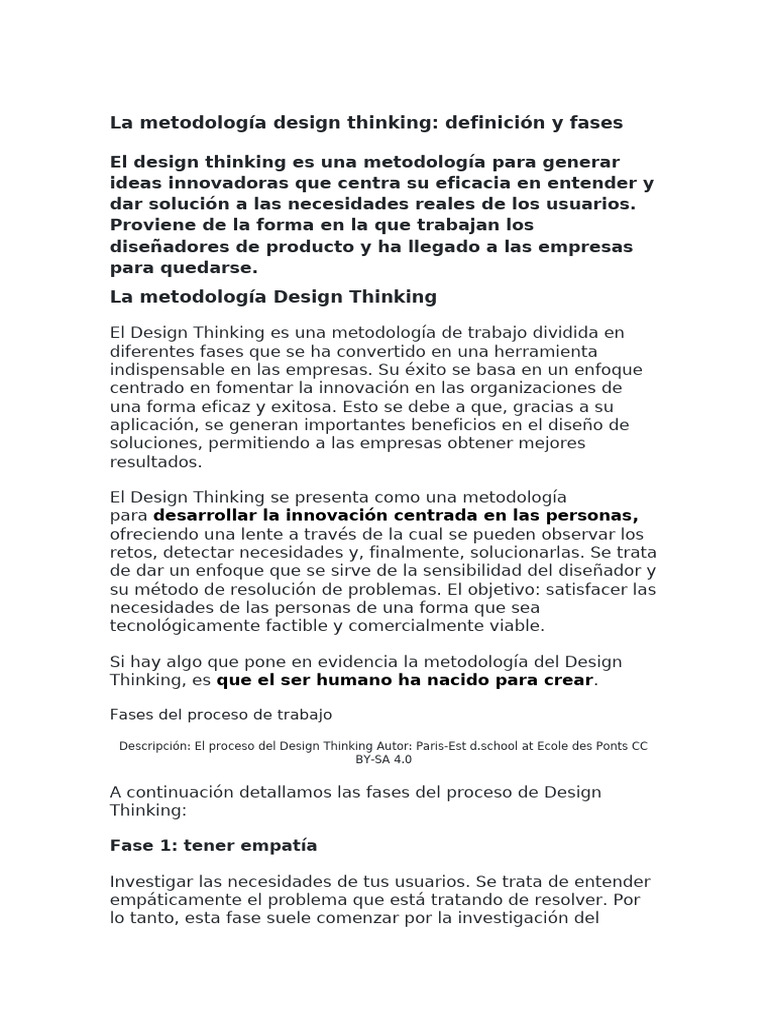 Metodología Design Thinking y sus fases | PDF | El pensamiento de ...